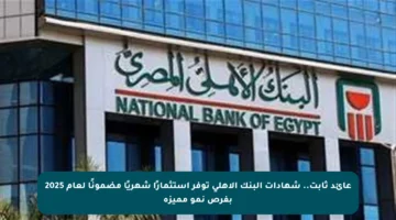 عائد ثابت.. شهادات البنك الأهلي توفر استثمارًا شهريًا مضمونًا لعام 2025 بفرص نمو مميزة